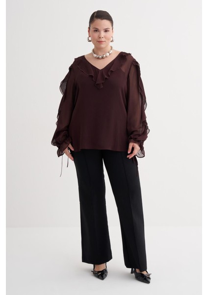 Fırfır Detaylı Şifon Bluz fırsatları