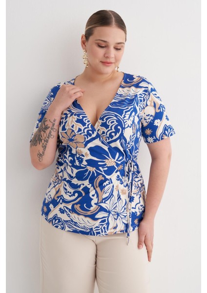 Bağlama Detaylı Desenli Bluz indirimleri