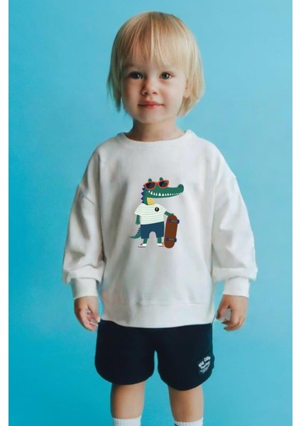 Erkek Çocuk Baskılı 3 Iplik Kumaş Pamuklu Sweatshirt