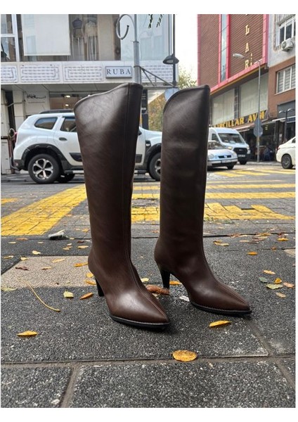 Pine Cone K211 Kadın Topuklu Fermuarsız Günlük Şık Çizme Kahve fiyatları