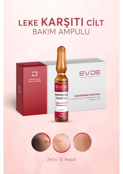 Whitening Cocktail | Leke Görünümünü Azaltmaya Yardımcı Aydınlatıcı Serum (Niacinamide + Alpha Arbutin) 2ml x 10 Ampul modelleri