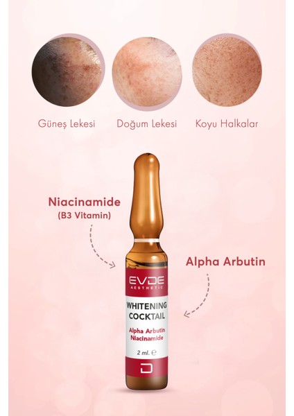 Whitening Cocktail | Leke Görünümünü Azaltmaya Yardımcı Aydınlatıcı Serum (Niacinamide + Alpha Arbutin) 2ml x 10 Ampul fırsatları
