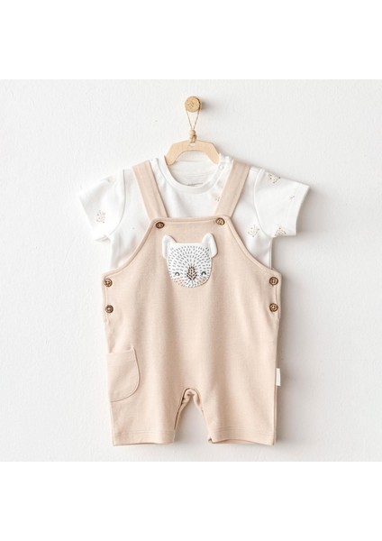 AC25845 Happy Animals Bebek Salopet Takım Beige