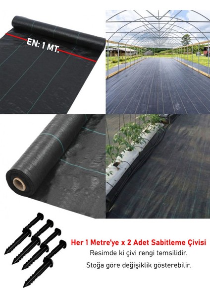 1 mt x 20 Mt. Kumaş Sera Taban Yabani Ot Örtüsü Jüt (Sabitleme Çivisi Dahil)