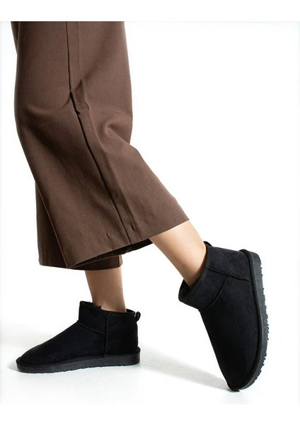 Moscow Mini Taba Süet Yarım Bot Içi Tüylü Düz Taban Kadın Ayakkabı modelleri