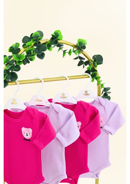 4'lü Kız Bebek Bebek Çıtçıtlı Uzun Kollu Renkli Smile Desenli Zıbın %100 Organik Waffl Pamuk Kumaş fiyatları