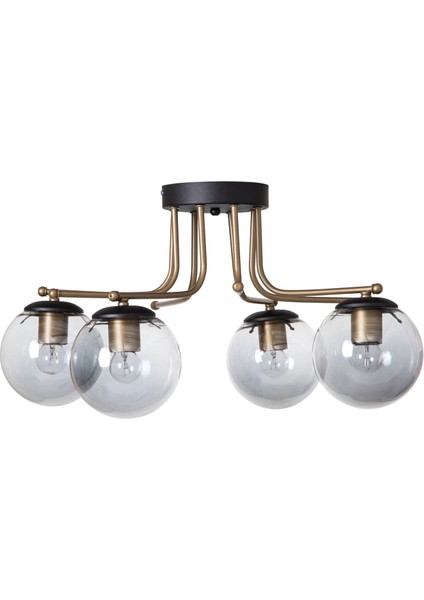 Dörtlü Siyah Camlı Eskitme Sarkıt Avize