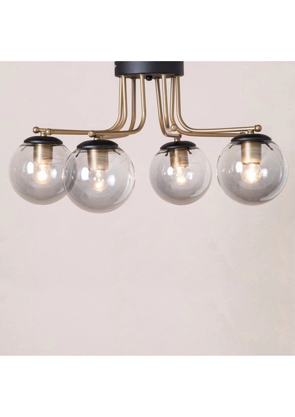 Dörtlü Siyah Camlı Eskitme Sarkıt Avize modelleri