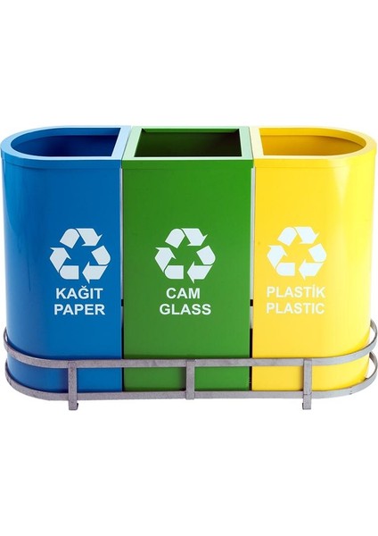 Üstüner Geri Dönüşüm Kutusu 3lü 30*30*60CM GEN:94CM