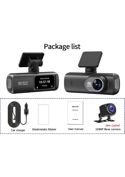 V22 Hd 4K Kamera Ön ve Arka Çift Kayıt Wifi Araç Içi Kamera fiyatları