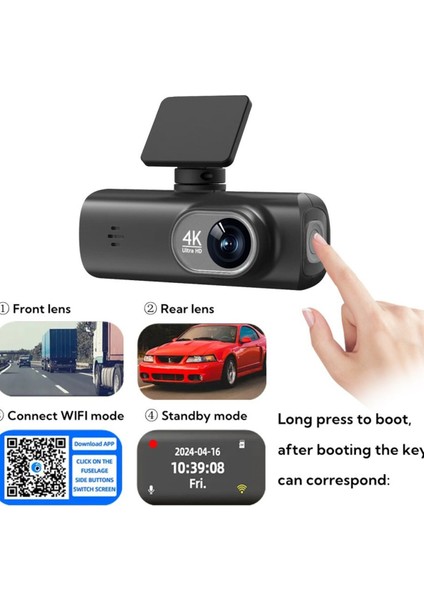 V22 Hd 4K Kamera Ön ve Arka Çift Kayıt Wifi Araç Içi Kamera modelleri