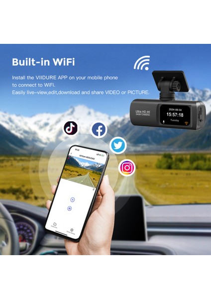 V22 Hd 4K Kamera Ön ve Arka Çift Kayıt Wifi Araç Içi Kamera fırsatları