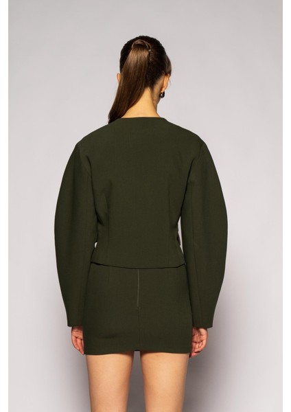 Kadın Açık Haki Çan Kesim Mini Etek modelleri