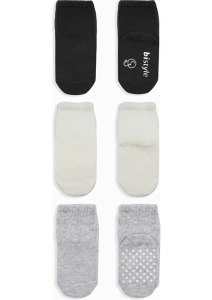 Basic Kaymaz Penye Soket Çorap 3lü BS10106 Siyah Ekru Gri fiyatları