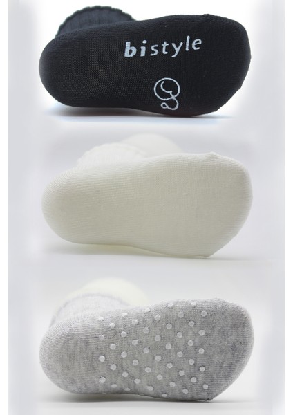 Basic Kaymaz Penye Soket Çorap 3lü BS10106 Siyah Ekru Gri modelleri