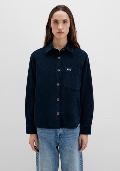 Mavi Detaylı Lacivert Kadife Gömlek 1211277-80872 modelleri