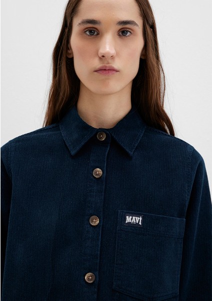 Mavi Detaylı Lacivert Kadife Gömlek 1211277-80872 indirimleri