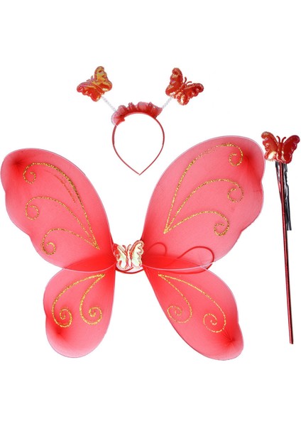 Kelebek Kanadı Tacı Asası Kırmızı Renk (5332)