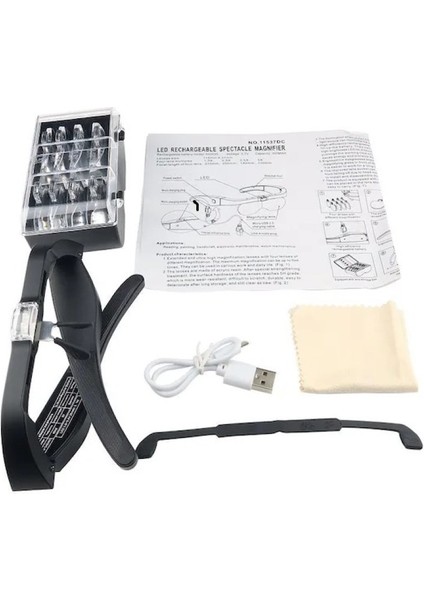 Şarjlı Gözlük Büyüteç 4 Farklı Lens -11537DC