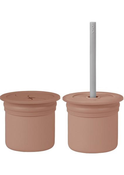 Ham+Hüp Pipetli Silikon Bardak Seti Woody Brown Powder Grey