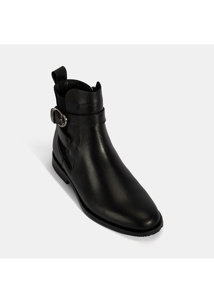 Kadın Siyah Ayarlanabilir Metal Tokalı Deri Bot indirimleri