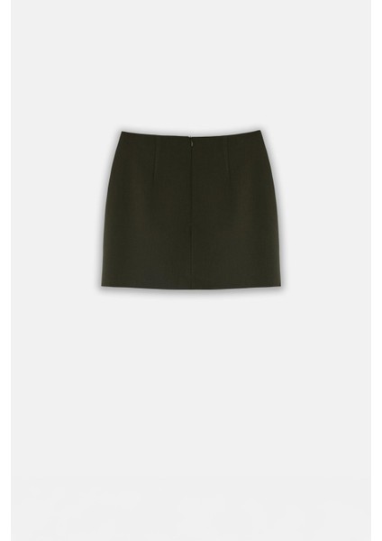 Kadın Açık Haki Çan Kesim Mini Etek