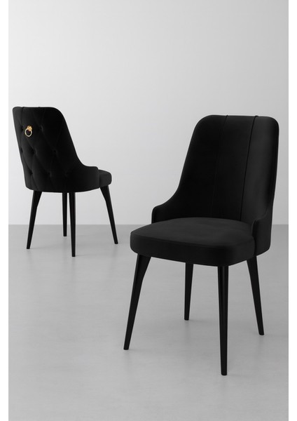 Esa 4 Adet Babyface Kumaş, Siyah Metal Ayaklı, Mutfak ve Yemek Odası Sandalyesi