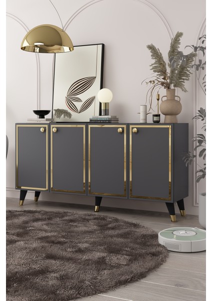 8203-1CT KB150 Konsol, Tv Ünitesi Antrasit-Altın