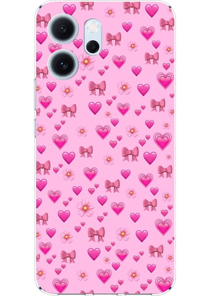 Oppo Reno 14F Uyumlu Pembe Minik Kalpler Baskılı Silikon Kılıf