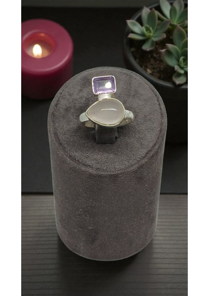 Pembe Kuvars ve Ametist Taşlı 925 Ayar Gümüş Takı Seti indirimleri