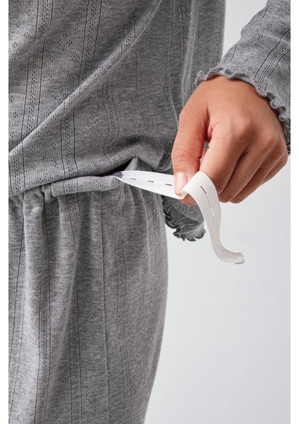 Uzun Kollu Ajurlu Düğmeli Esnek Pamuklu Hamile Pijama Takım 18214 fırsatları