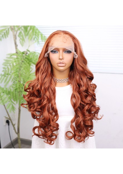 Bakır Bebek Saçlı Fiber Sentetik Yoğun Dalgalı Tül Peruk fiyatları