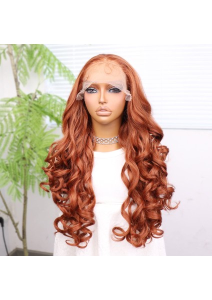 Bakır Bebek Saçlı Fiber Sentetik Yoğun Dalgalı Tül Peruk fırsatları