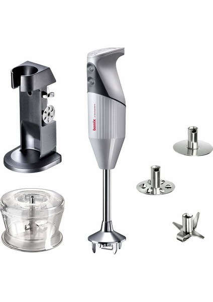 ® M200 Deluxe El Blender Seti Ömür Boyu Motor Garantili 200W (20CM Daldırma Derinlıği) 3 Bıçaklı Beyaz-Açık Gri