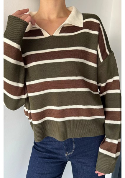 Kadın Çizgili Triko Kazak P-00019020 fiyatları