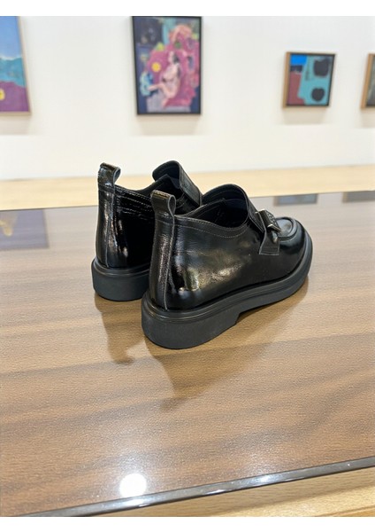 R8398 Siyah Rugan Hakiki Deri Tam Ortopedik Kadın Casual Günlük Ayakkabı fırsatları