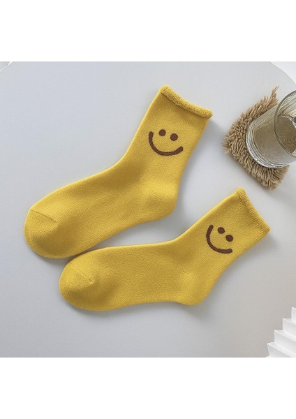 Çocuk Gülen Surat Desenli Sürpriz Havlu Soket Çorap Çok Renkli modelleri