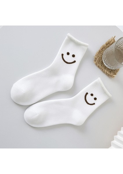 Çocuk Gülen Surat Desenli Sürpriz Havlu Soket Çorap Çok Renkli