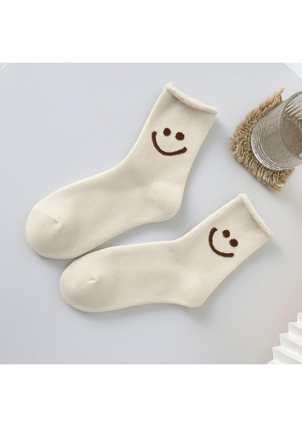 Çocuk Gülen Surat Desenli Sürpriz Havlu Soket Çorap Çok Renkli
