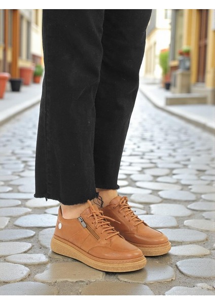 D25KA-145 Taba Hakiki Deri Tam Ortopedik Kadın Casual Günlük Ayakkabı