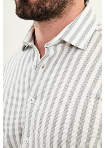 Çizgili Slim Fit Uzun Kollu Erkek Gömlek fiyatları