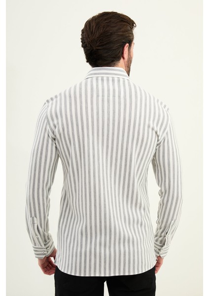 Çizgili Slim Fit Uzun Kollu Erkek Gömlek modelleri