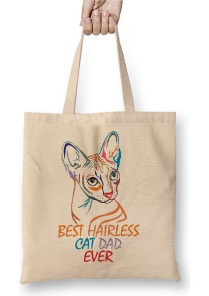 Best Cat Dad Ever Best Hairless Cat Dad Ever Cat Daddy Bez Çanta Uzun Saplı