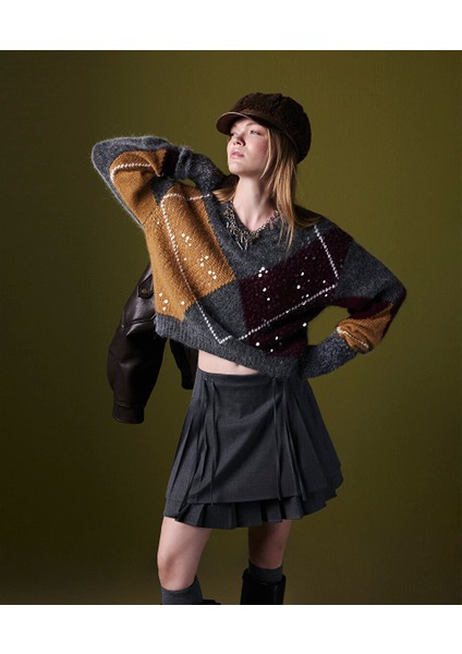 PAYETLİ BAKLAVA DESEN KAZAK TW6250050436036