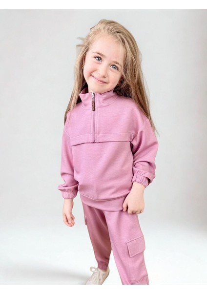Fermuarlı Kargo Cepli Kız Çocuk Takım Pembe fiyatları