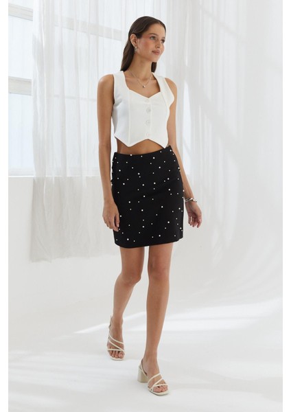 Incili Kısa Etek Sıyah fiyatları