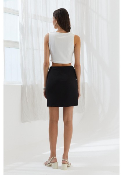 Incili Kısa Etek Sıyah indirimleri