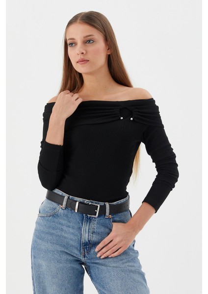 Madonna Yaka Bluz Sıyah