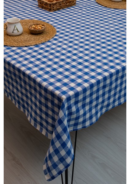 Pötikareli Mavi Ekose Masa Örtüsü 170 x 170 fiyatları