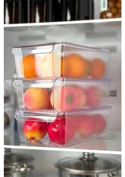 Kapaklı Şeffaf Buzdolabı Organizeri ve Saklama Kabı 4500ML